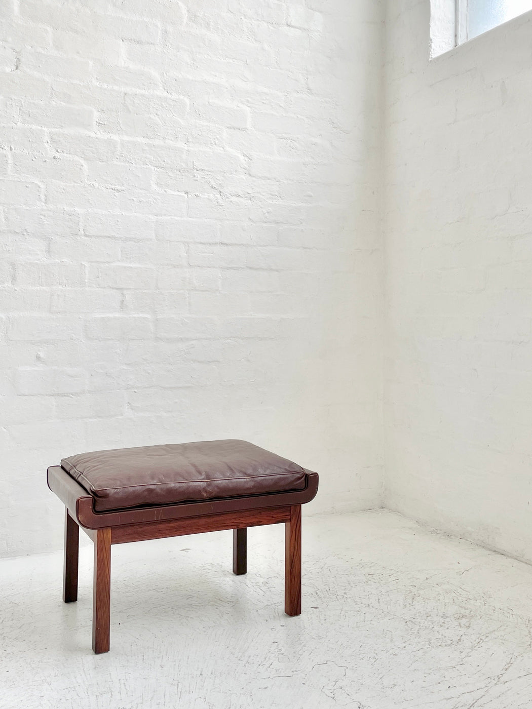 Danish Leather & Rosewood Stool