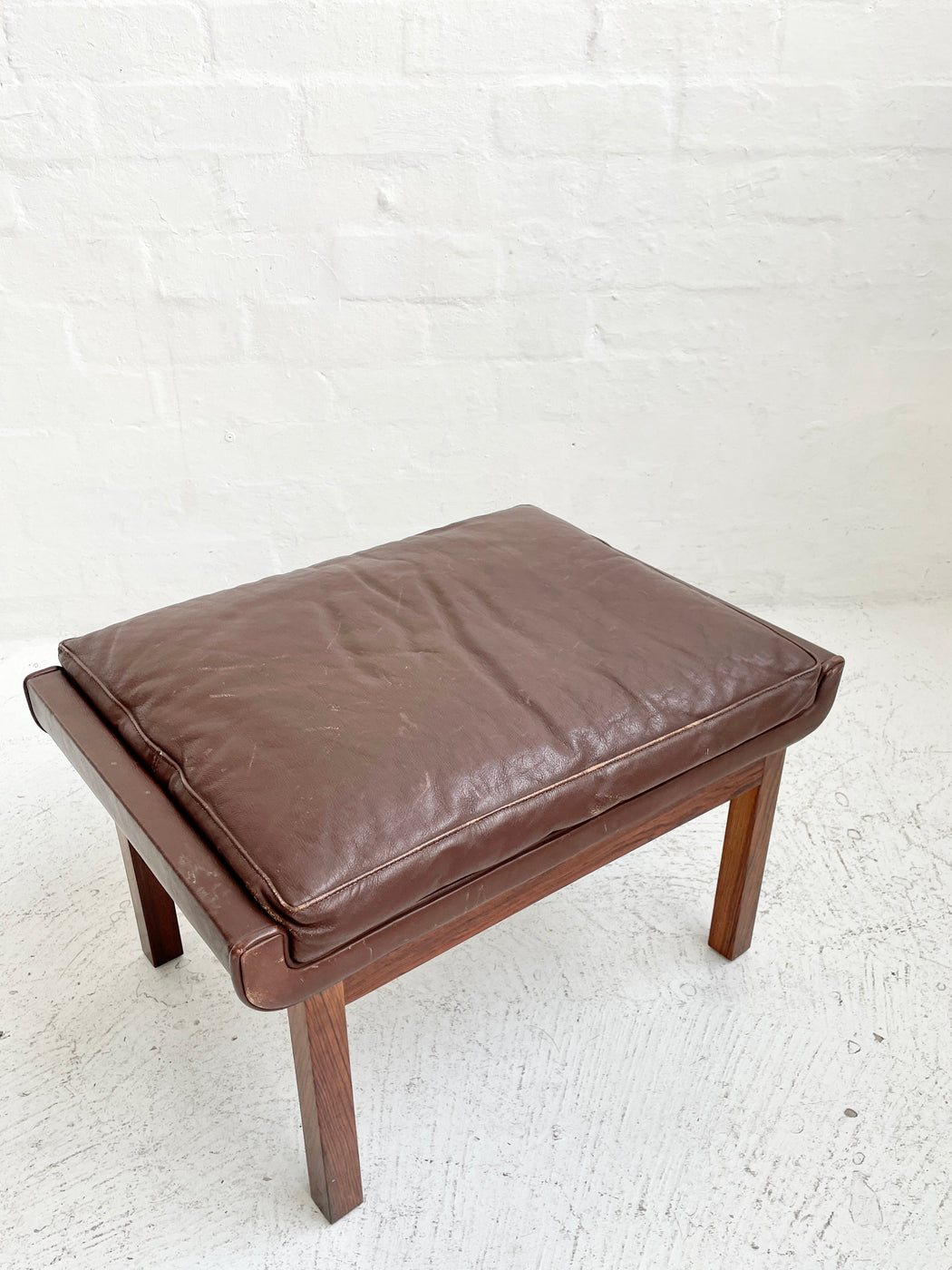 Danish Leather & Rosewood Stool
