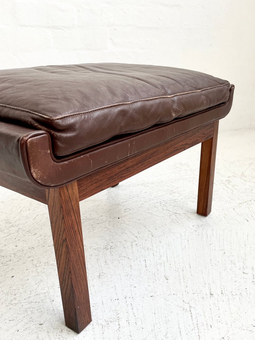 Danish Leather & Rosewood Stool