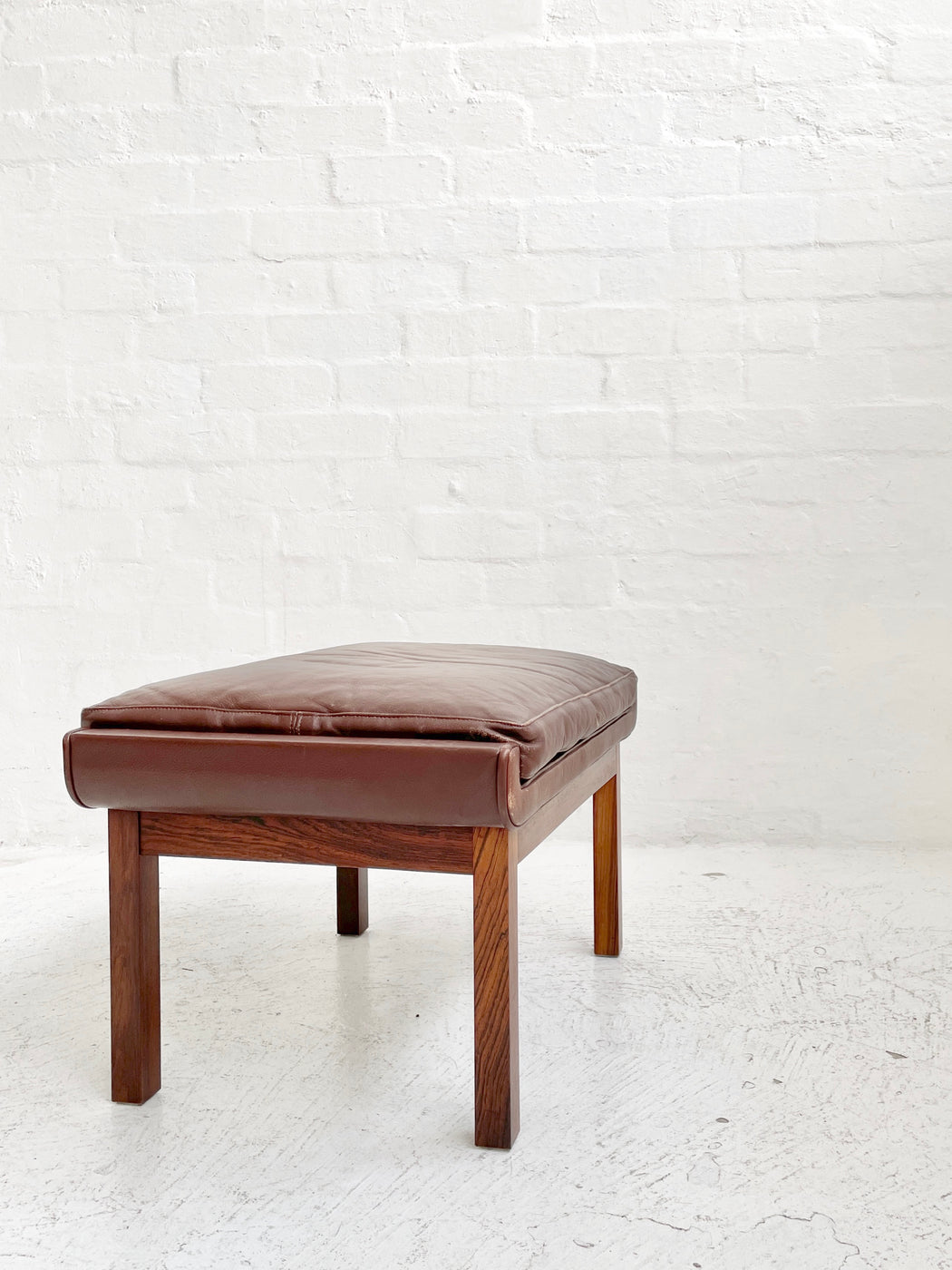 Danish Leather & Rosewood Stool