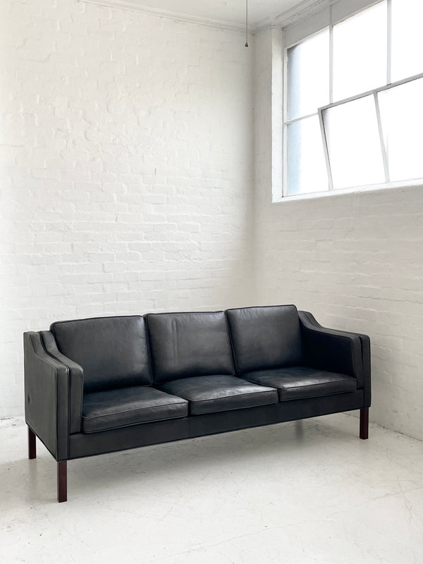 Danish Charcoal Leather Sofa