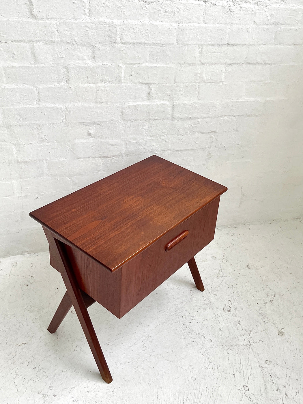 Danish Teak Side Table & Sewing Tidy