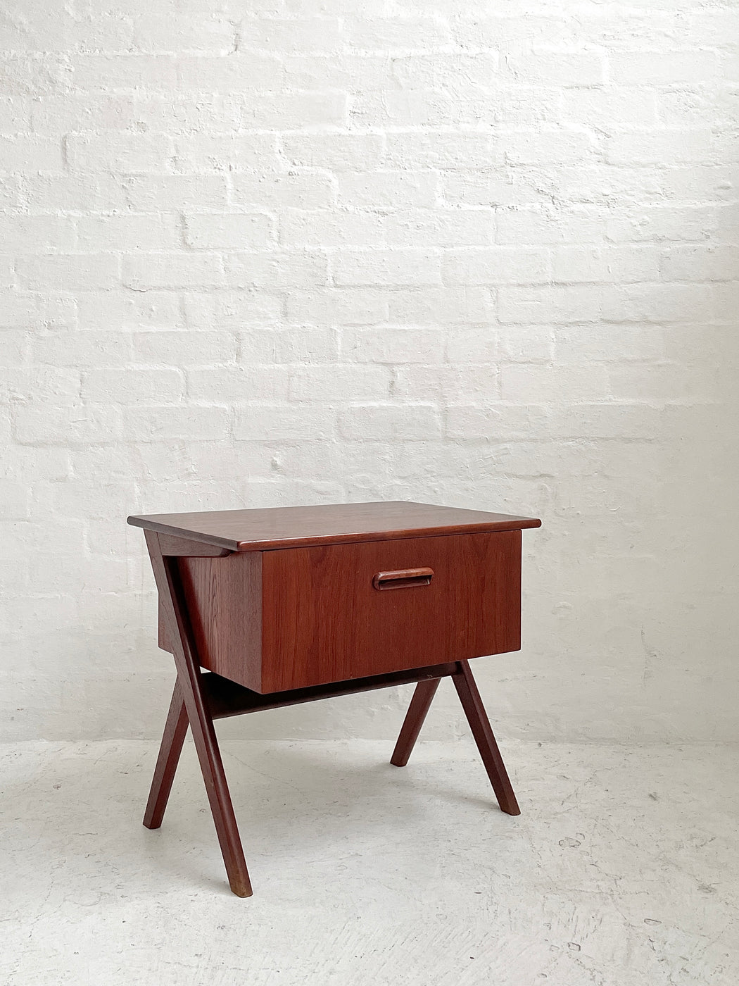 Danish Teak Side Table & Sewing Tidy
