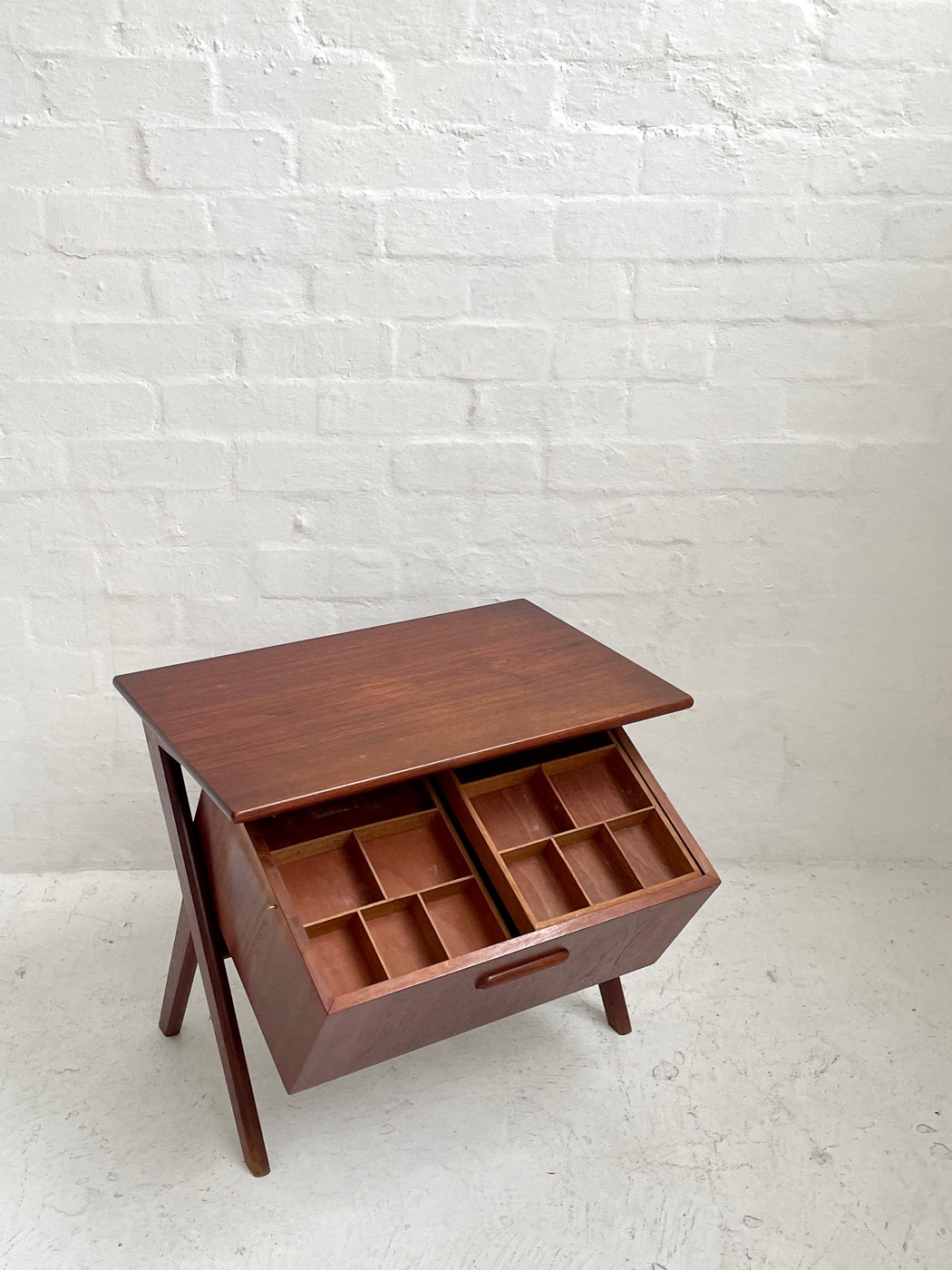 Danish Teak Side Table & Sewing Tidy