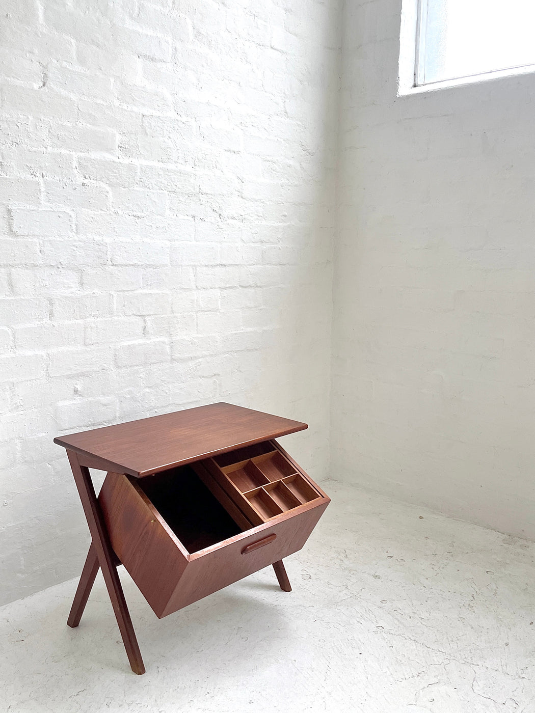 Danish Teak Side Table & Sewing Tidy