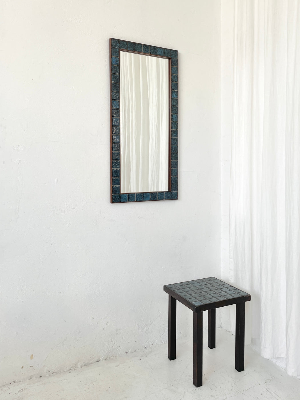 Danish Rosewood Tile Mirror & Side Table