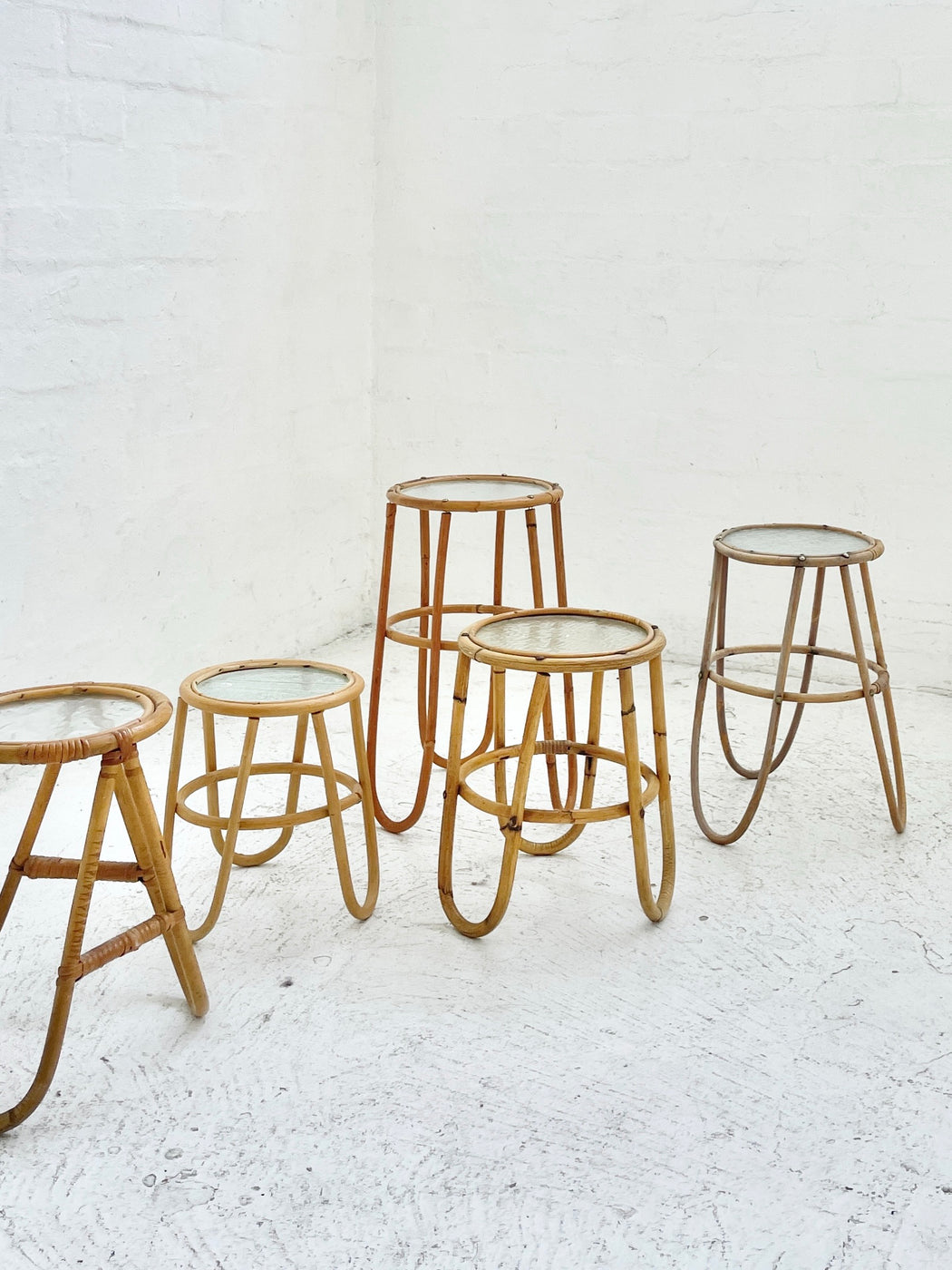 Set of Vintage Cane Pot Stands