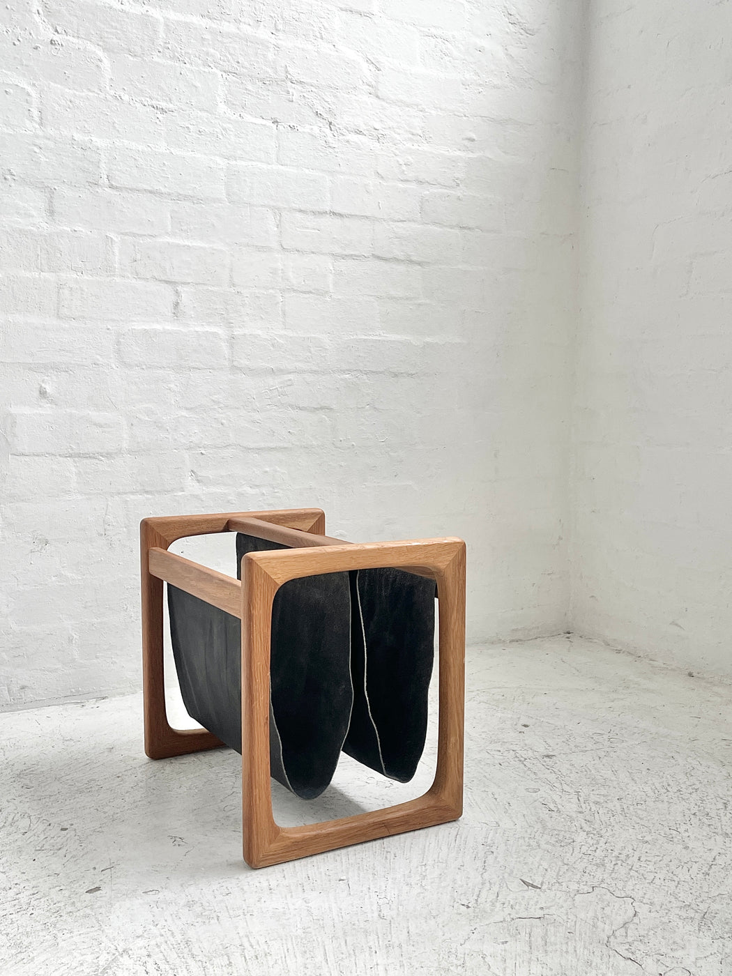 Danish Oak & Leather Magazine Holder