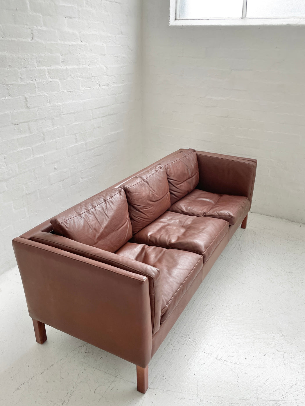 Danish Tan Leather Sofa