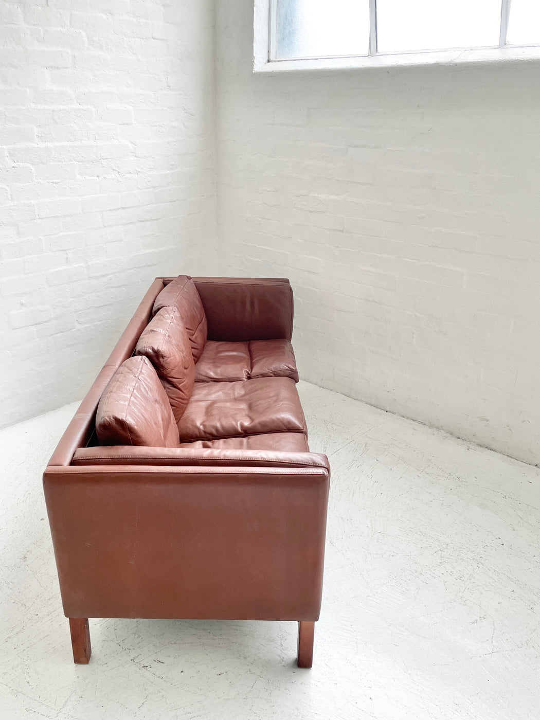 Danish Tan Leather Sofa