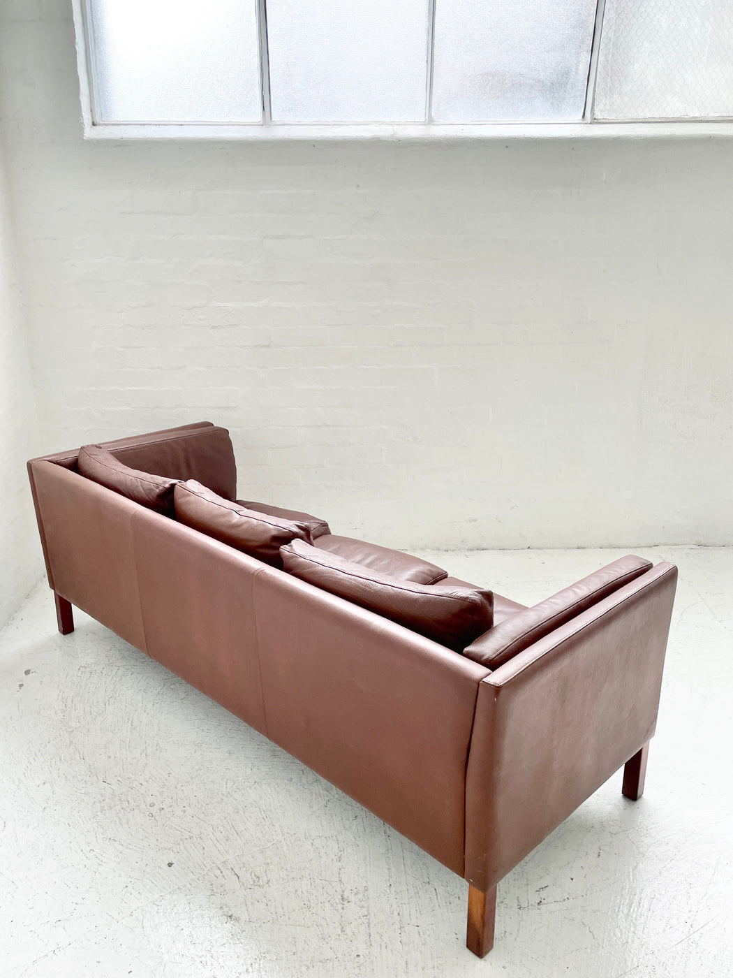 Danish Tan Leather Sofa