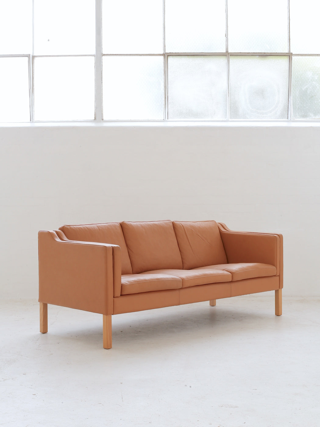 Danish Tan Leather Sofa
