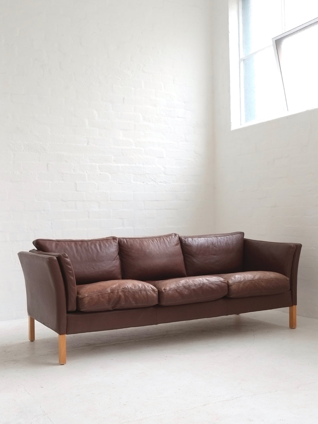 Danish Brown Leather Sofa