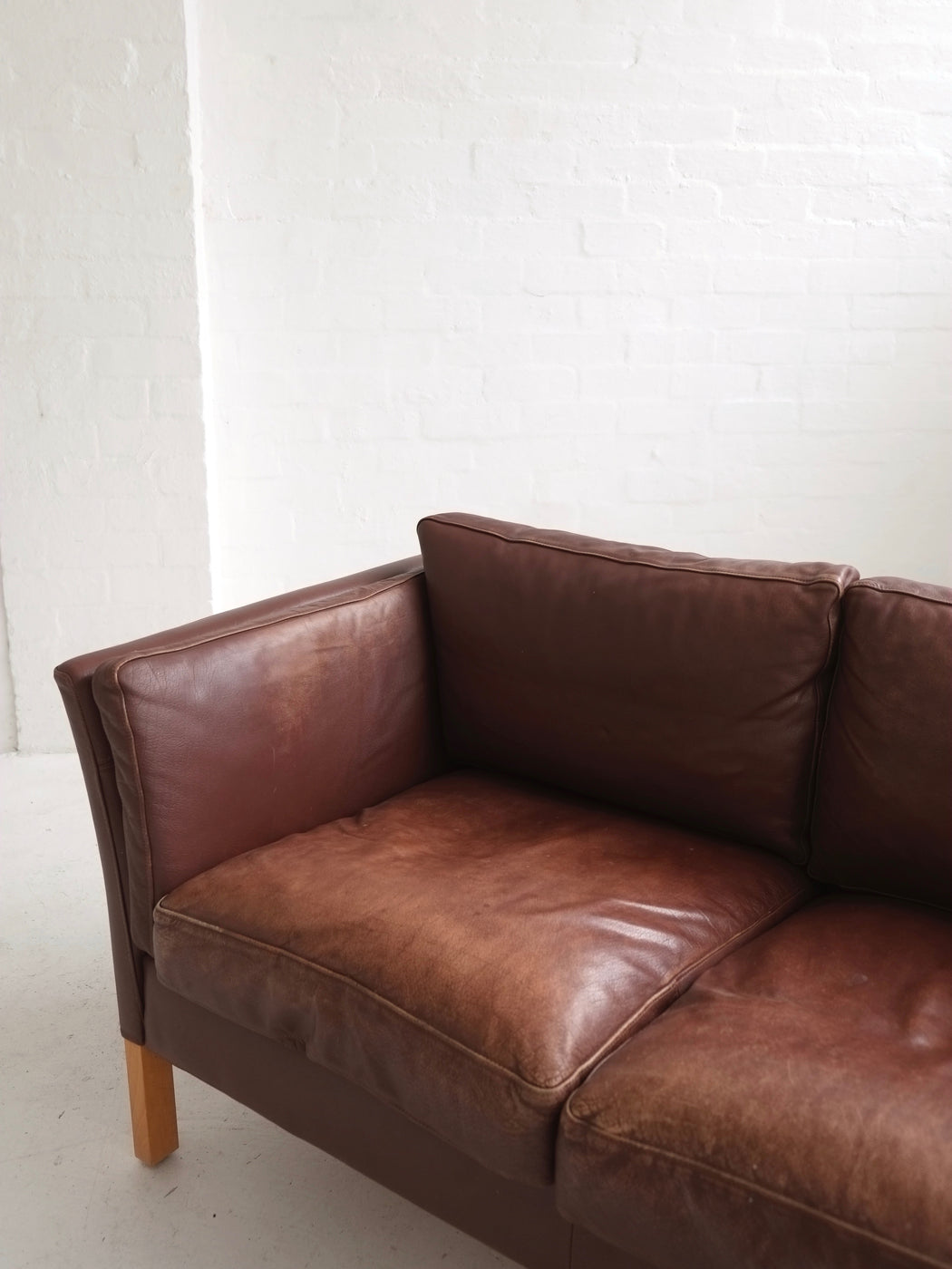 Danish Brown Leather Sofa
