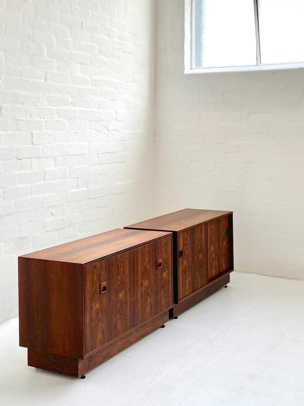 Pair Danish Rosewood Record Cabinets