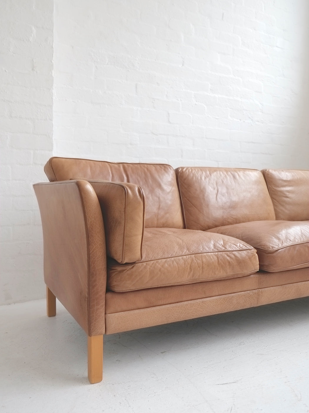 Danish Tan Leather Sofa