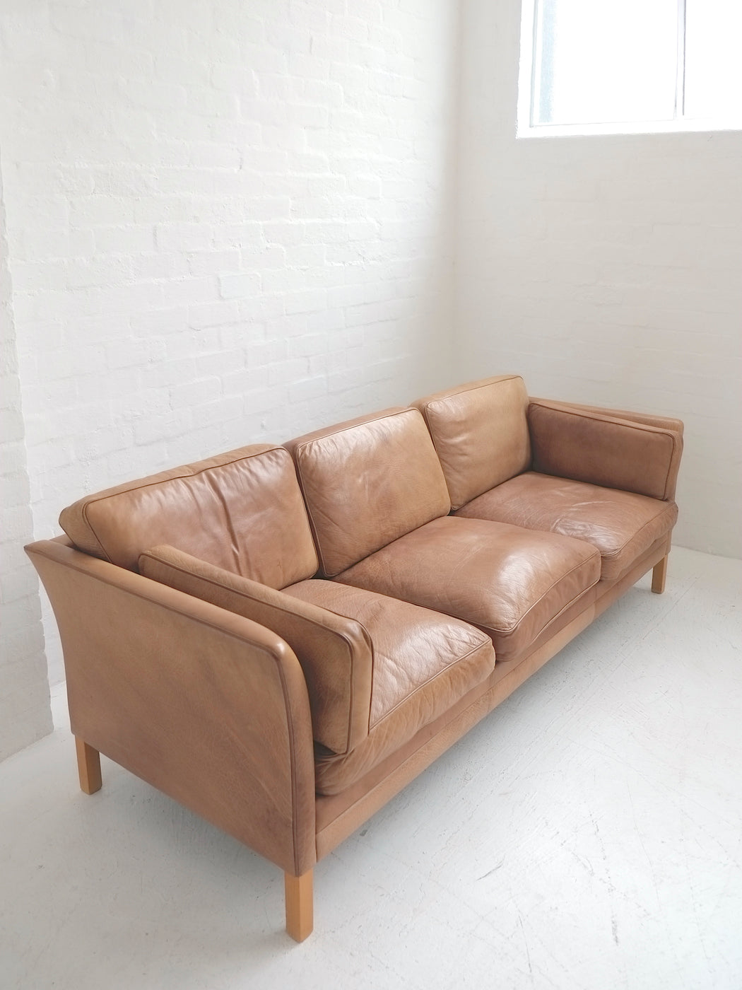 Danish Tan Leather Sofa