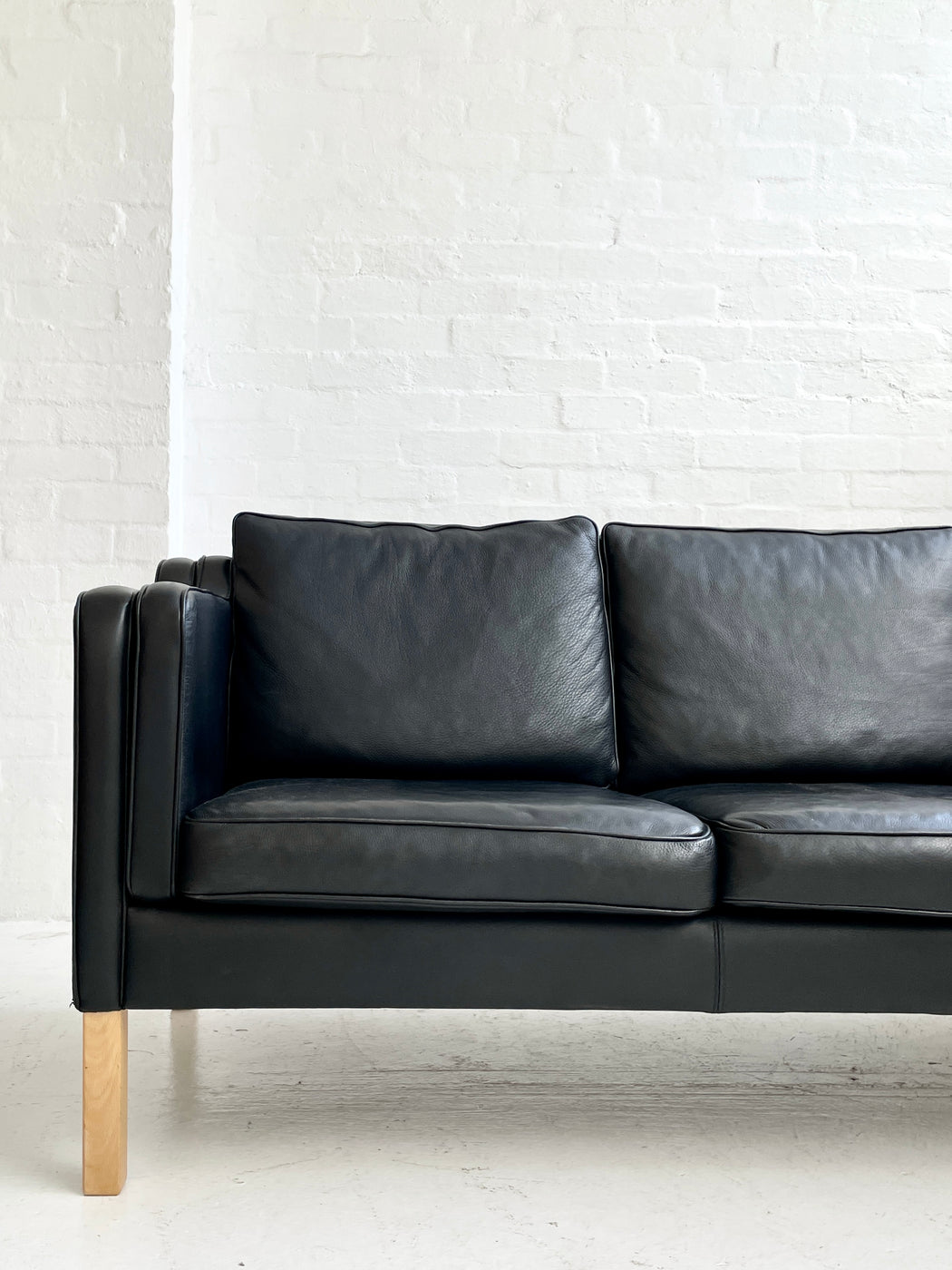 Danish Black Leather Sofa