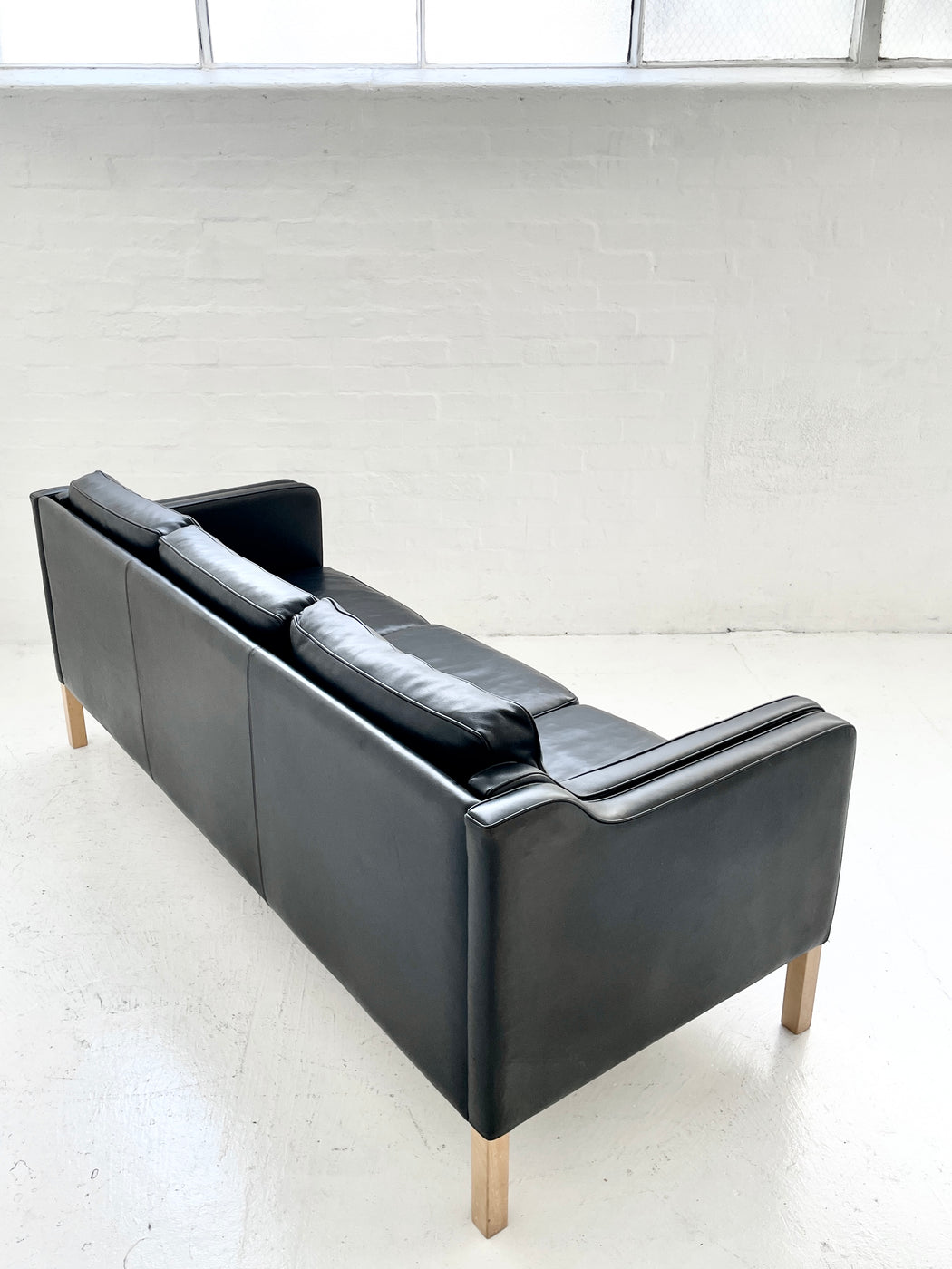Danish Black Leather Sofa