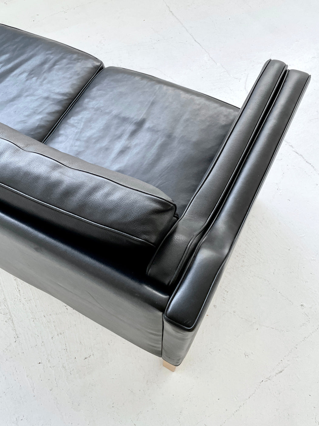 Danish Black Leather Sofa