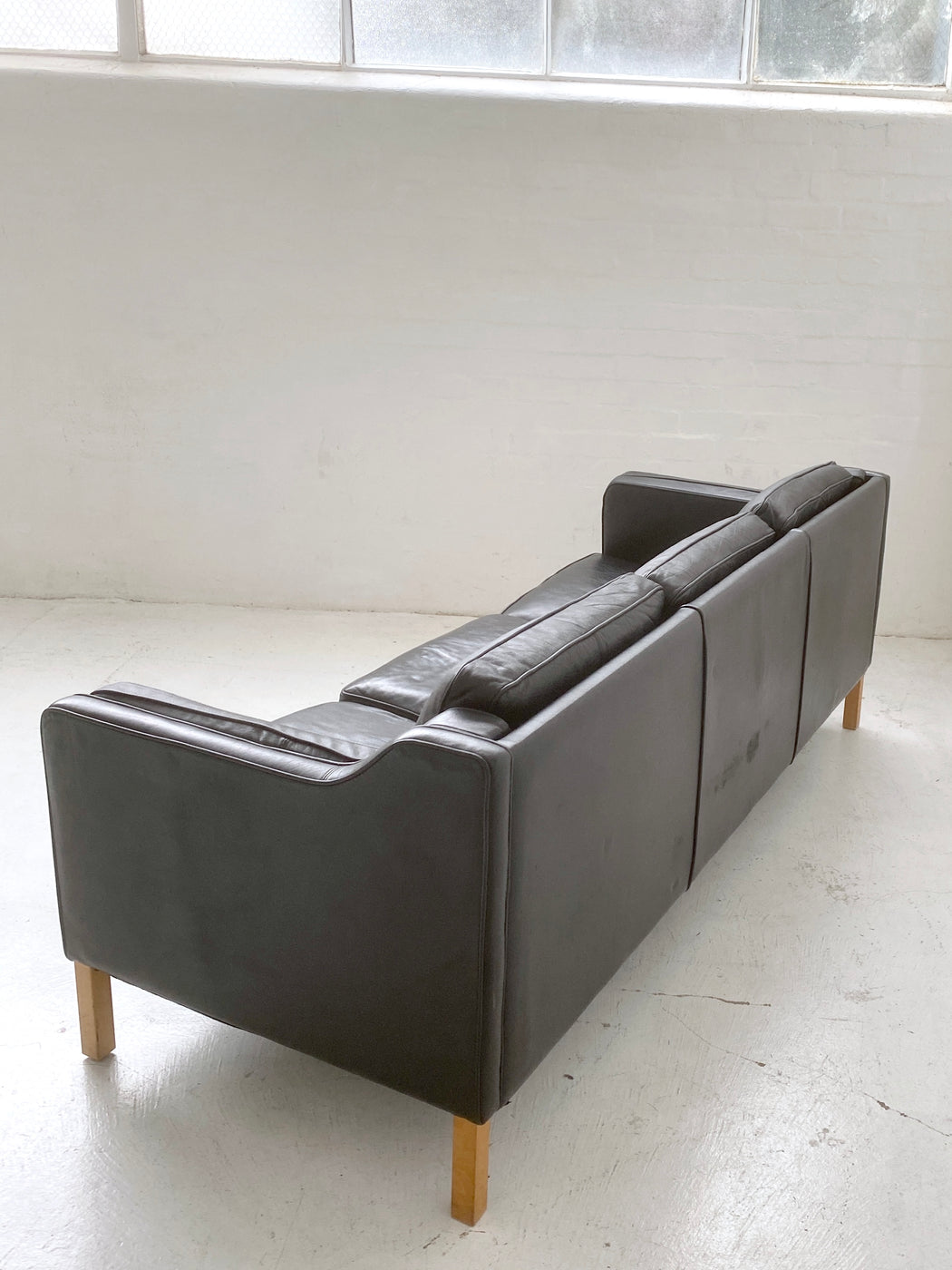 Danish Black Leather Sofa