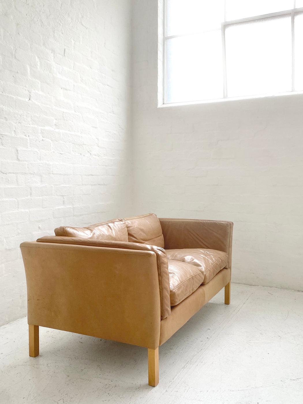 Danish Tan Leather Sofa