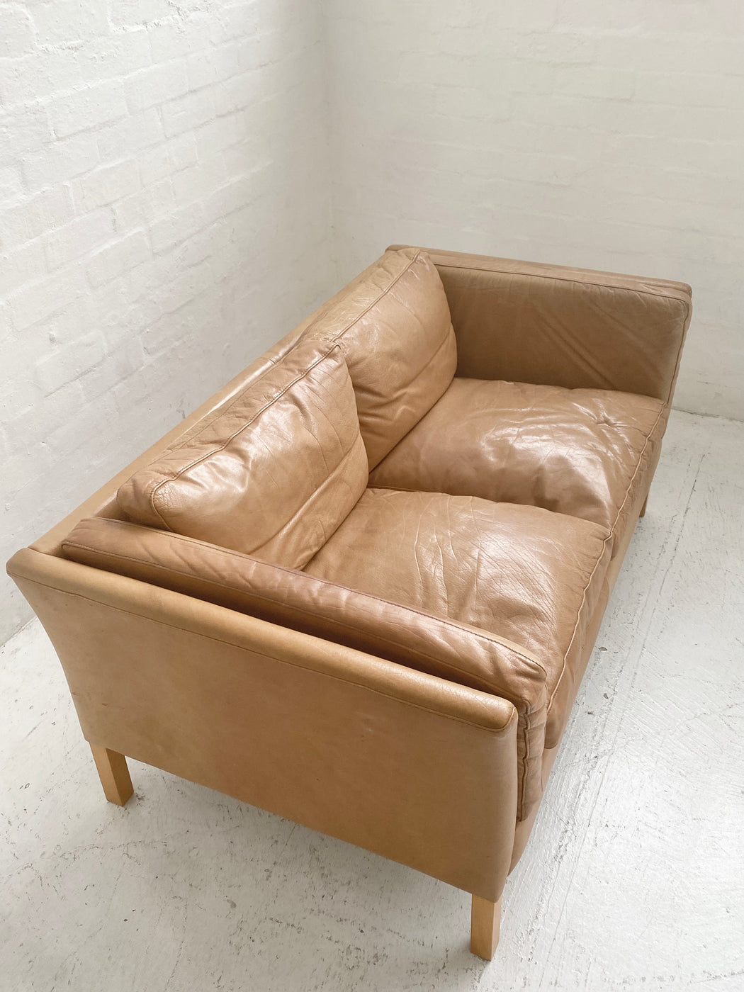 Danish Tan Leather Sofa
