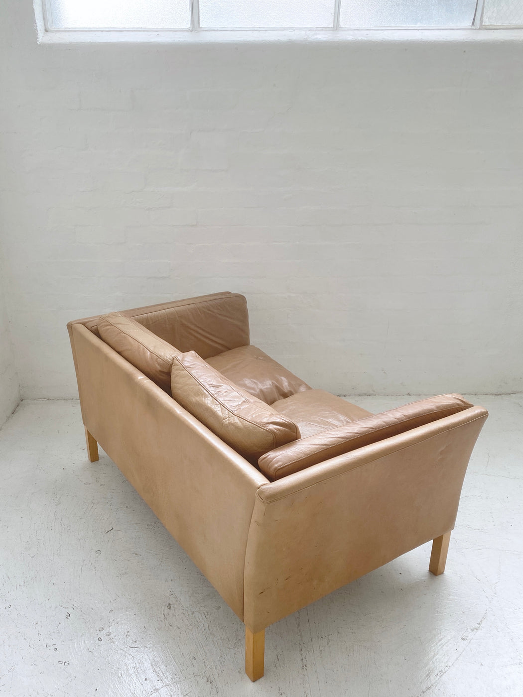 Danish Tan Leather Sofa