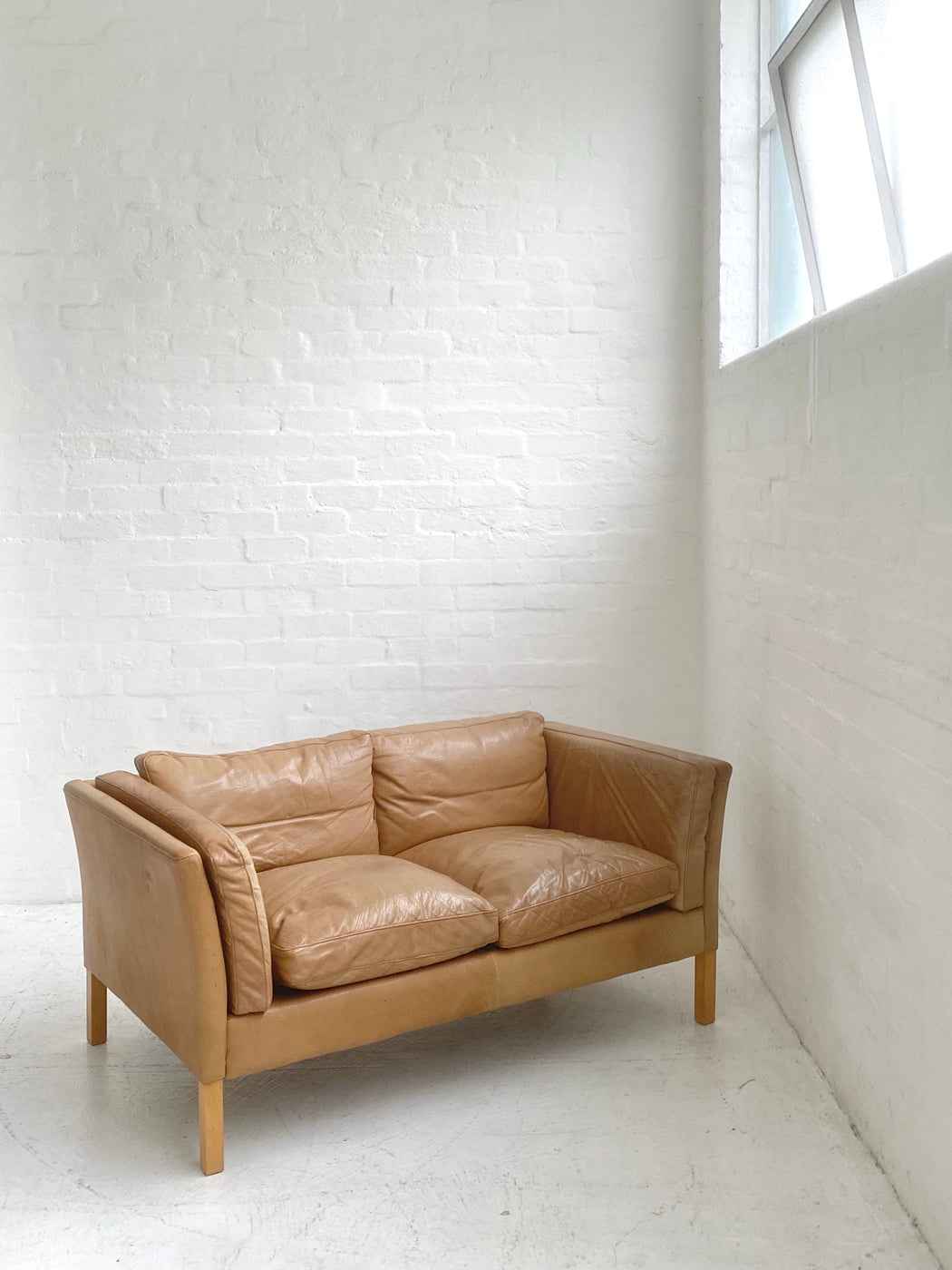Danish Tan Leather Sofa