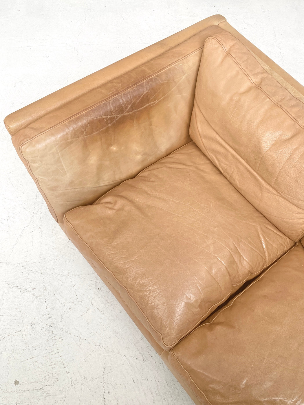Danish Tan Leather Sofa