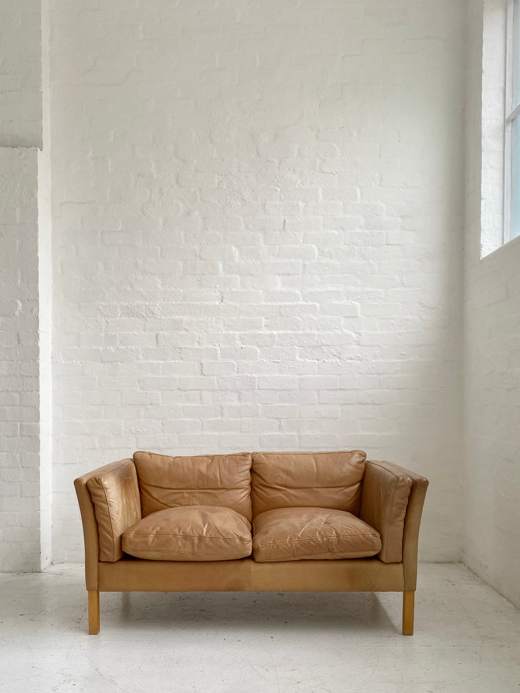 Danish Tan Leather Sofa