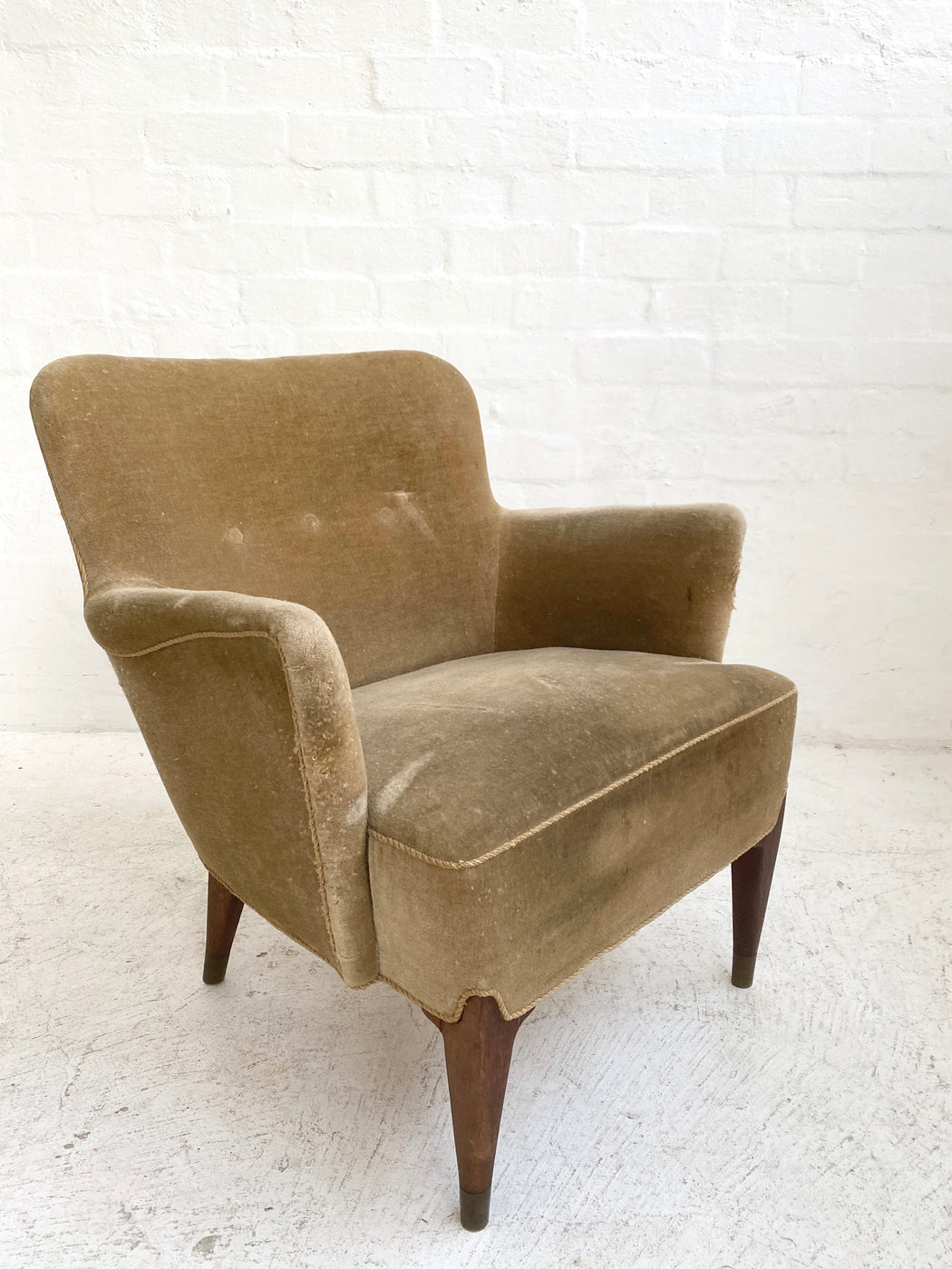 Danish Velvet Lounge Chair