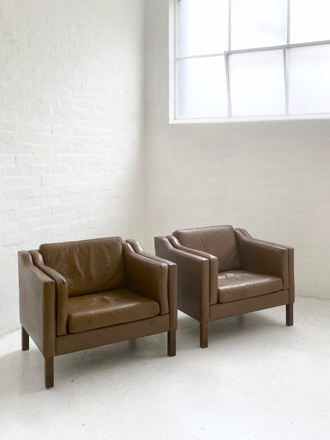 Pair of Danish Leather Lounge Chairs
