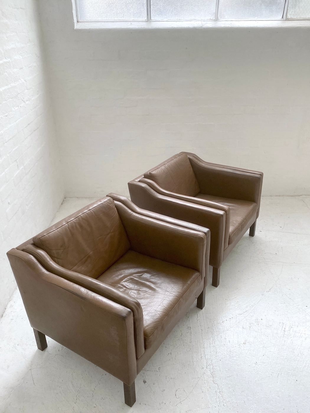 Pair of Danish Leather Lounge Chairs