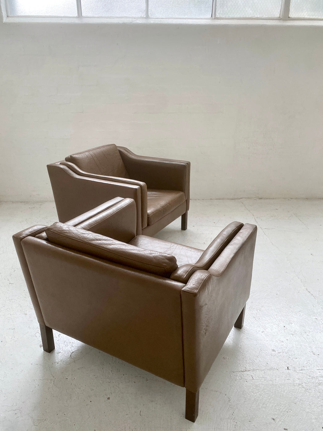 Pair of Danish Leather Lounge Chairs