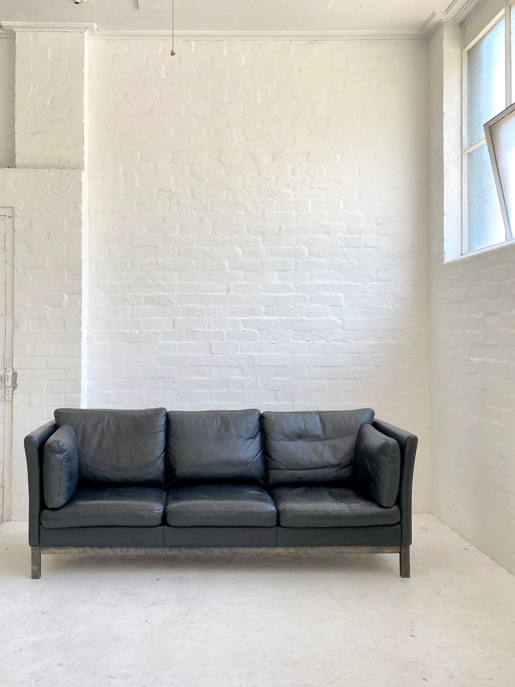 Danish Black Leather Sofa