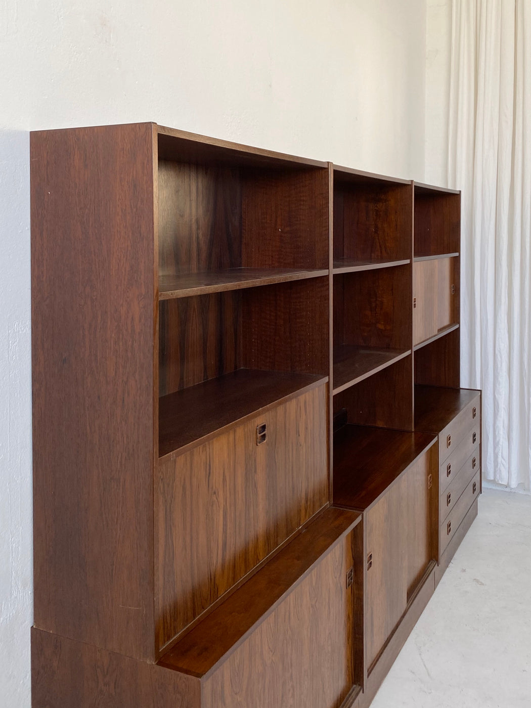 Three Section Danish Rosewood Wall Unit