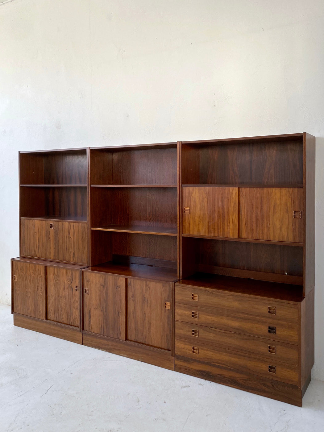 Three Section Danish Rosewood Wall Unit
