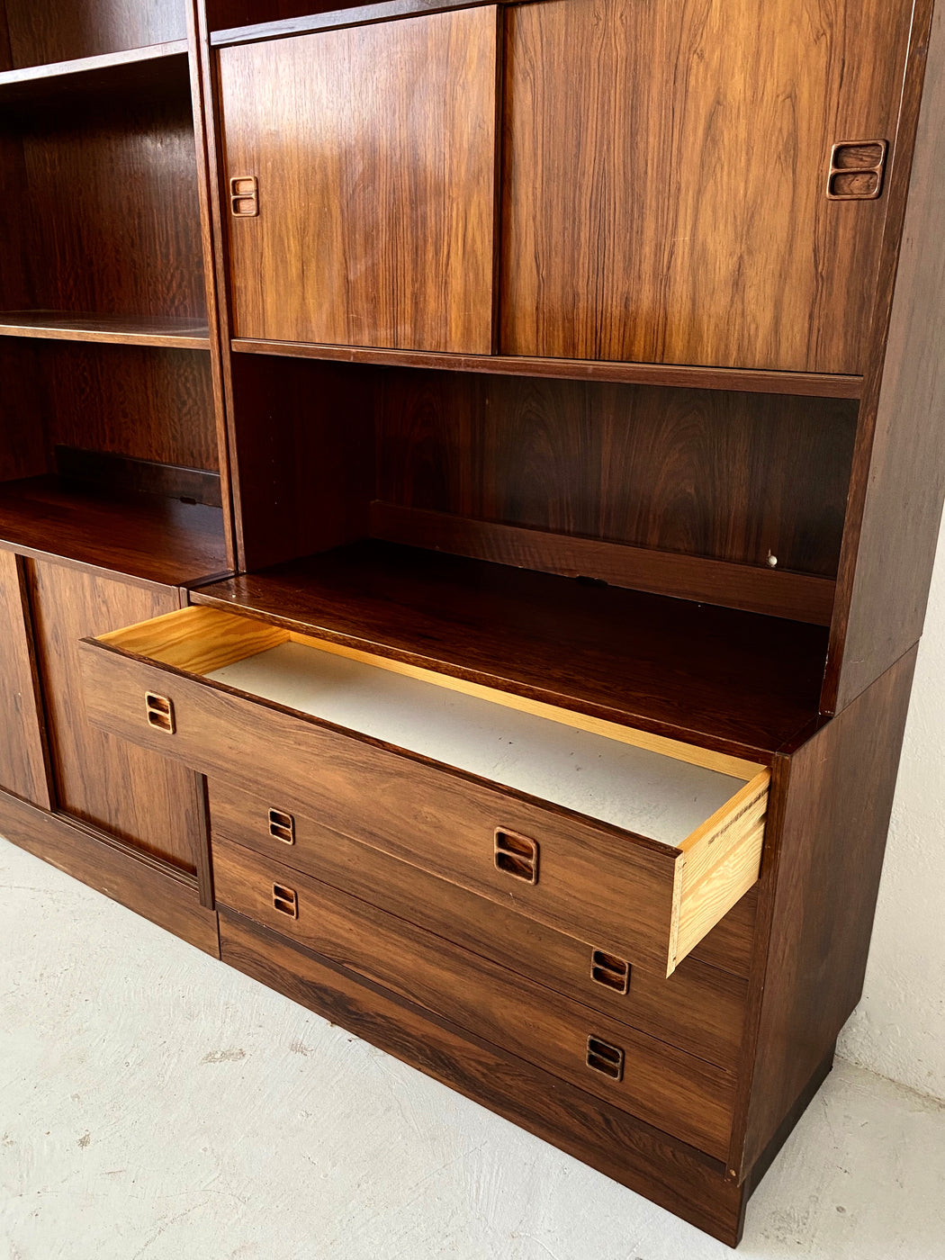 Three Section Danish Rosewood Wall Unit
