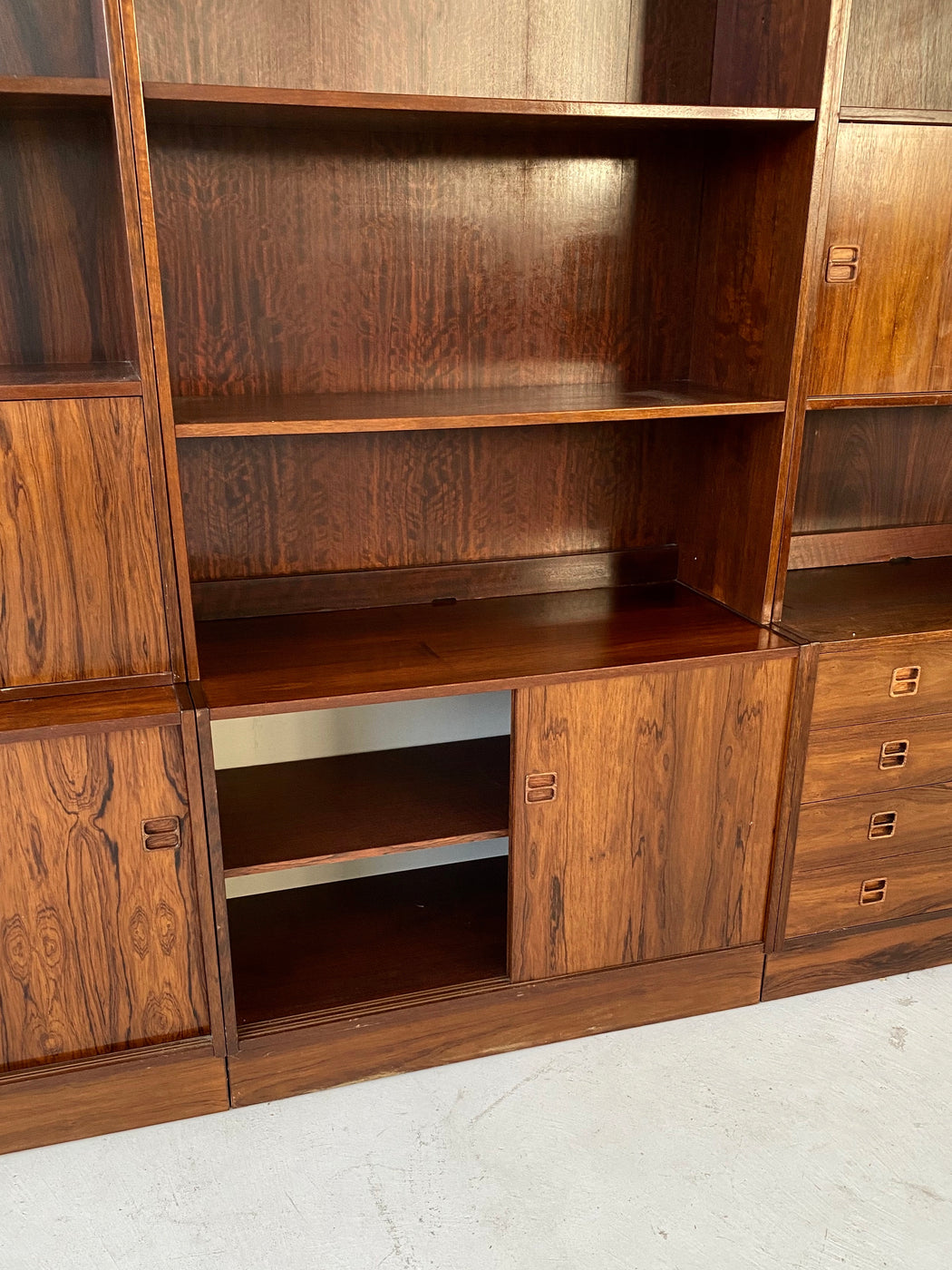 Three Section Danish Rosewood Wall Unit