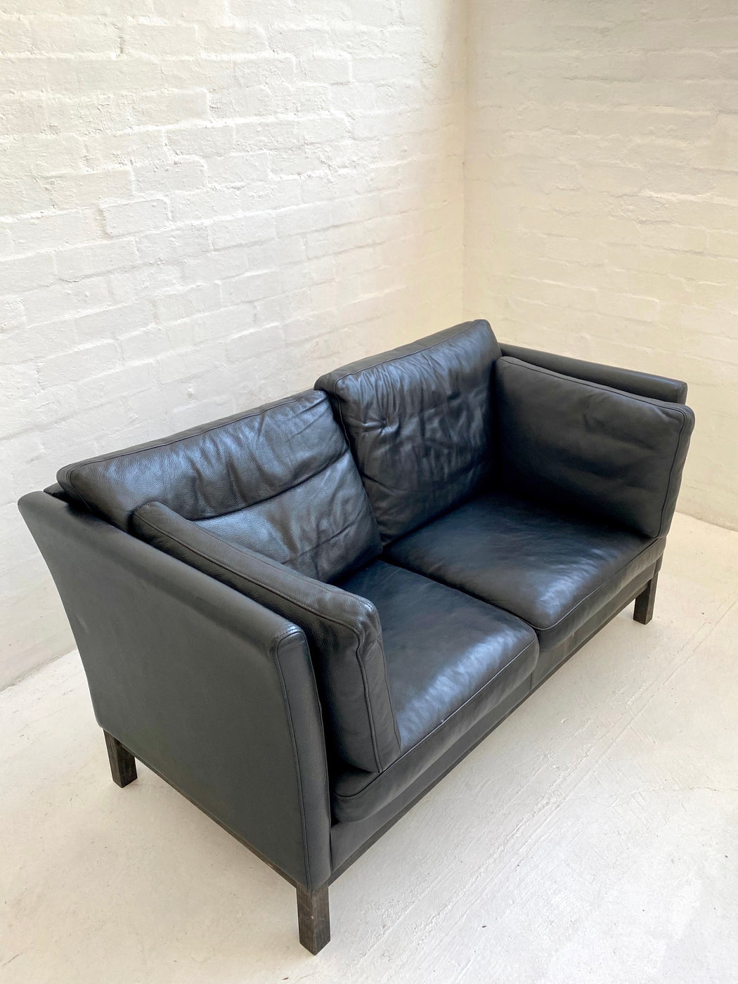 Danish Black Leather Sofa
