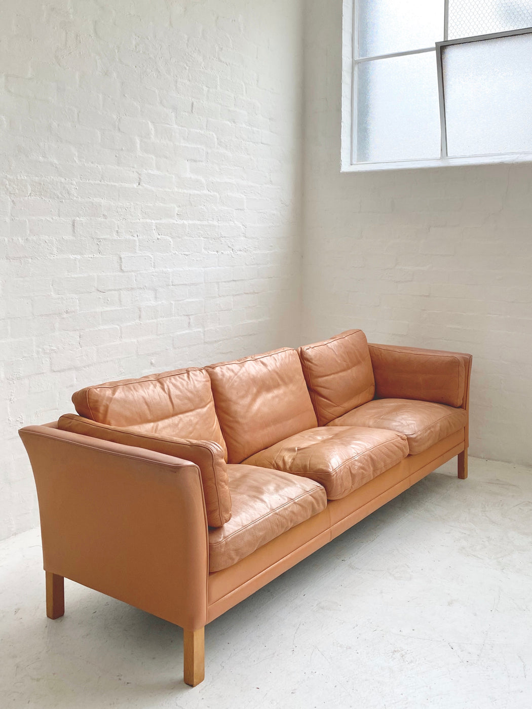 Danish Tan Leather Sofa
