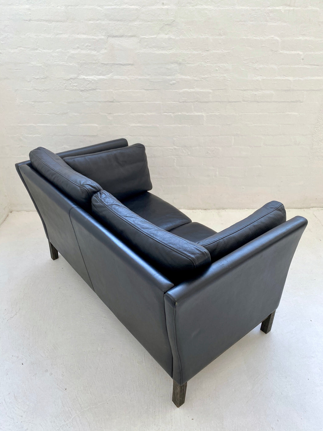 Danish Black Leather Sofa