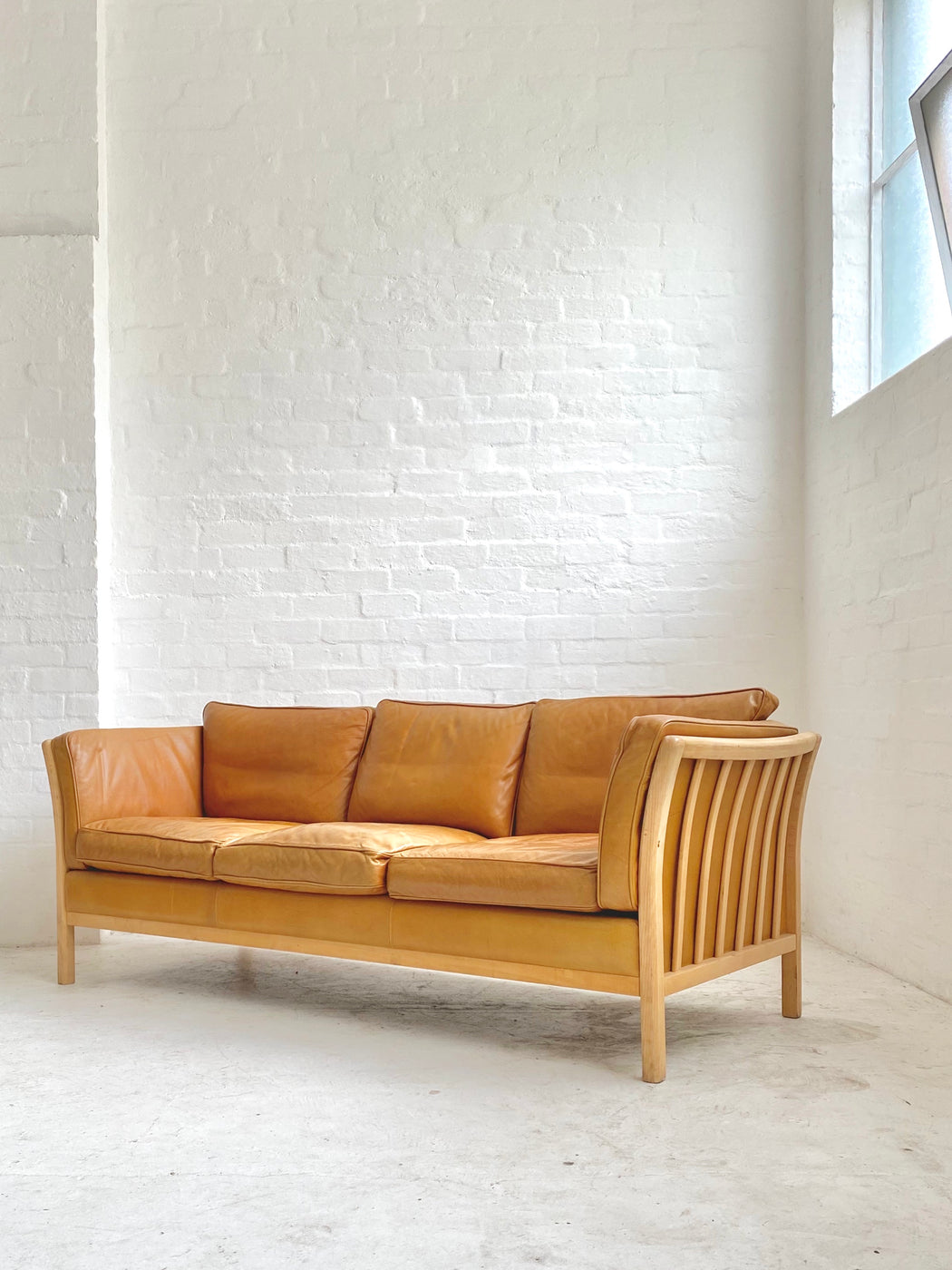 Stouby Tan Leather Sofa
