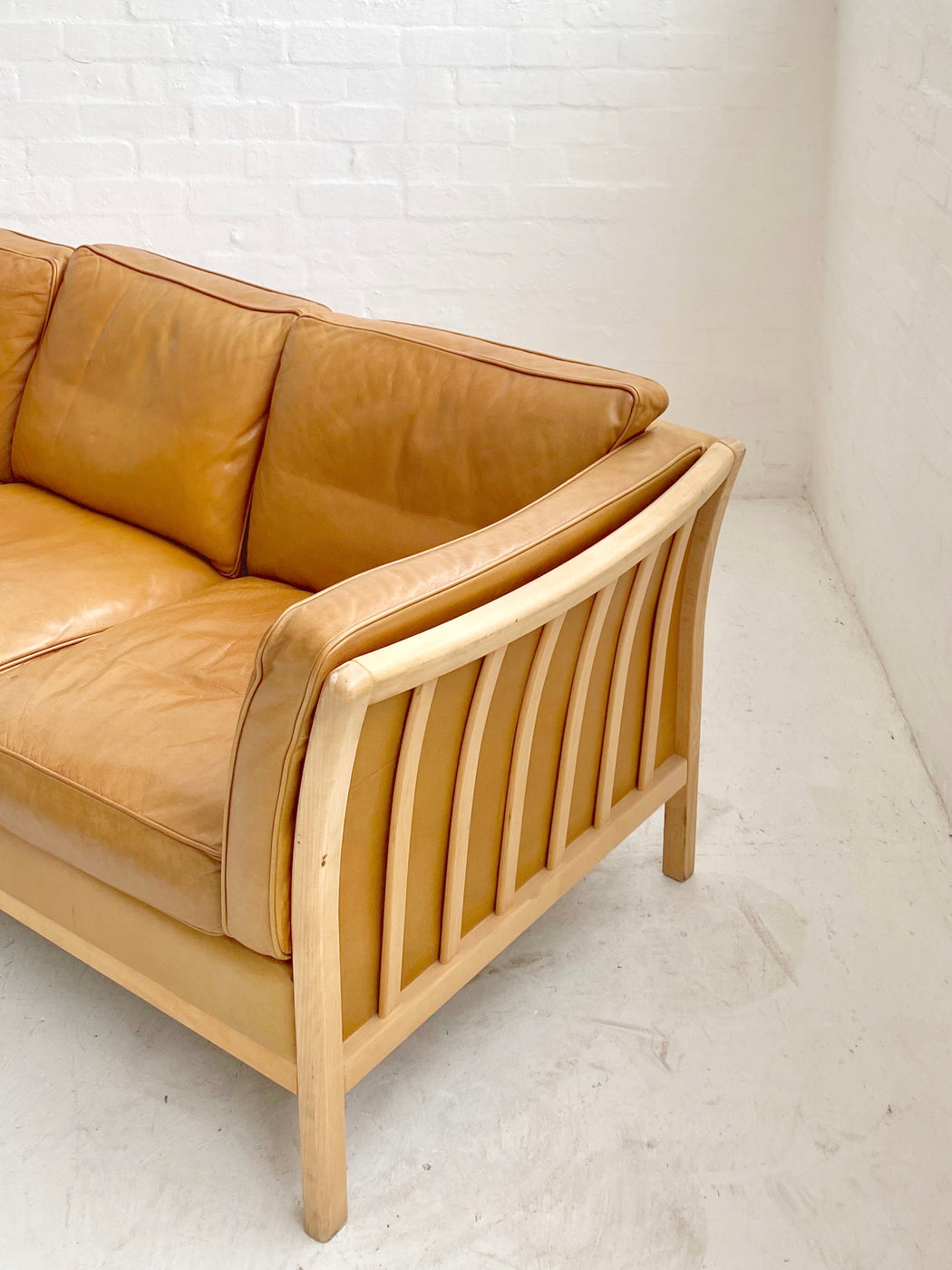 Stouby Tan Leather Sofa