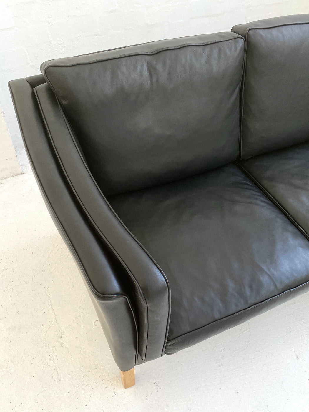 Danish Black Leather Sofa