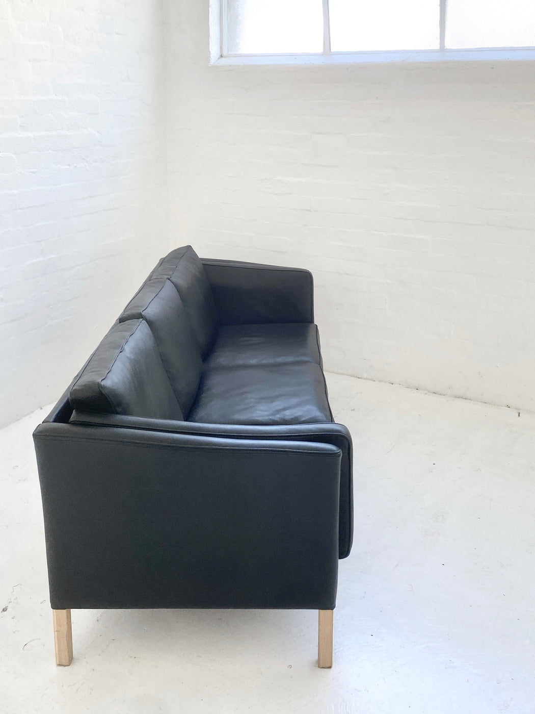 Danish Black Leather Sofa
