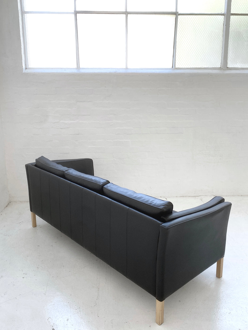 Danish Black Leather Sofa
