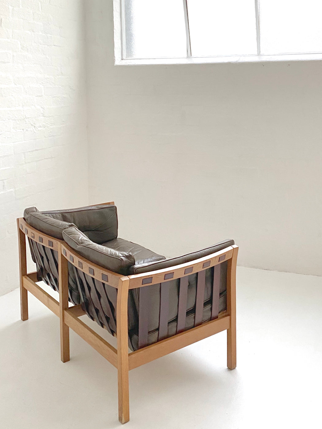 Danish Oak & Leather Sofa