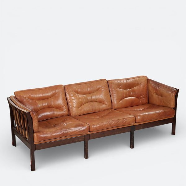 Danish Leather Three Seater Sofa
